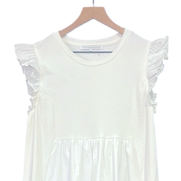 English Factory Mixed Media Ruffle Sleeve Mini Dress White Size Medium - Picture 7 of 12